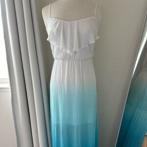 White and Blue Maxi Dress